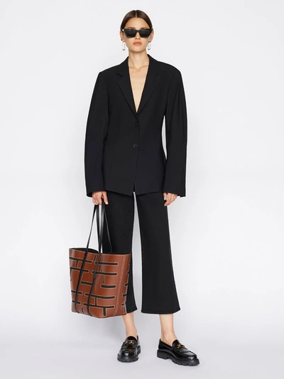 Frame The Jetset Wide Crop Sheen Noir In Black
