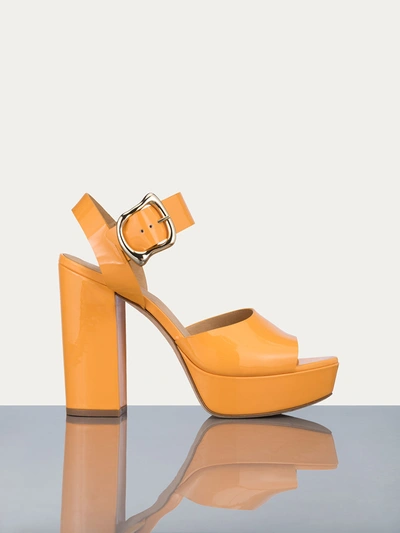 Shop Frame Le Carr Platform Sandals In Orange