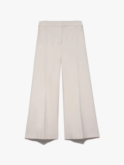 Shop Frame Le Palazzo Crop Trouser Pants Bone Cotton In White