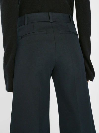 Shop Frame Le Palazzo Crop Trouser Pants Noir Cotton In Black