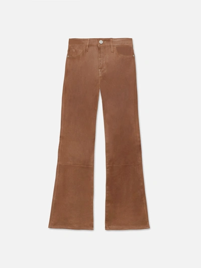 Shop Frame Leather Le Crop Mini Boot Pants In Brown