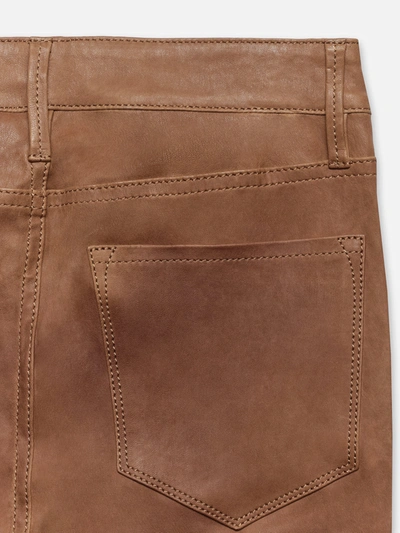 Shop Frame Leather Le Crop Mini Boot Pants Tobacco In Brown