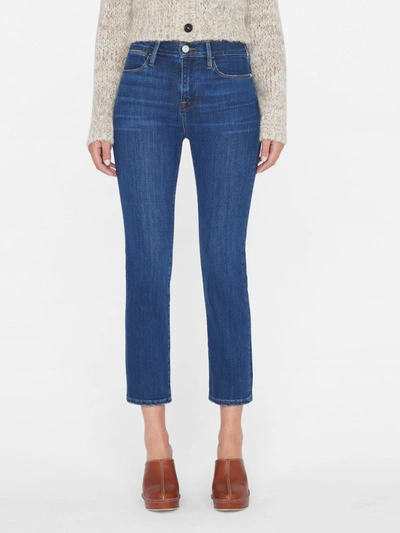 Shop Frame Le High Straight Jeans In Gray
