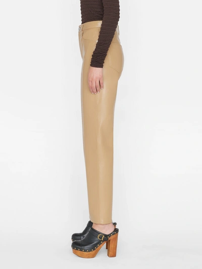 Shop Frame Recycled Leather Le Jane Crop Pants Light Camel In Brown