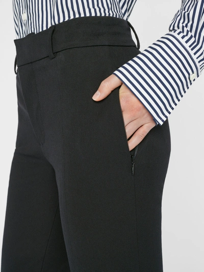 Shop Frame Le High Flare Split Trouser Pants Noir Cotton In Black