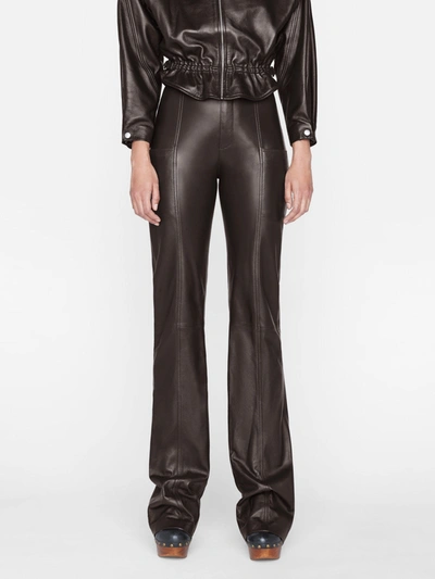 Shop Frame Seamed Leather Pants In Brown