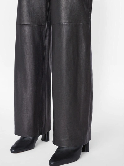 Shop Frame High Rise Relaxed Leather Trouser Pants In Black