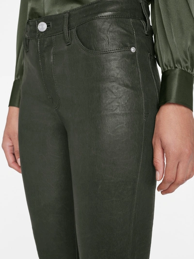 Shop Frame Leather Le Crop Mini Boot Pants In Green