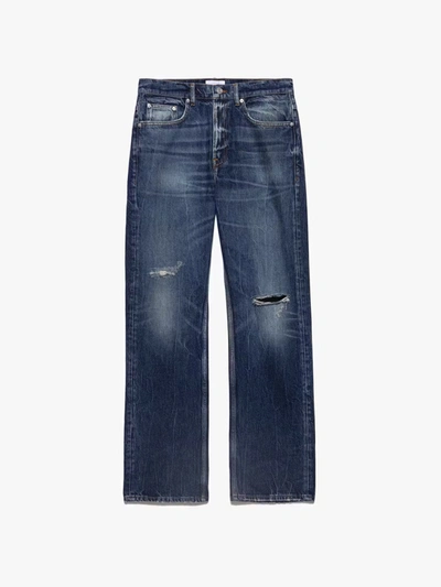 Shop Frame The Boxy Jeans Whistler Destruct Denim In Blue