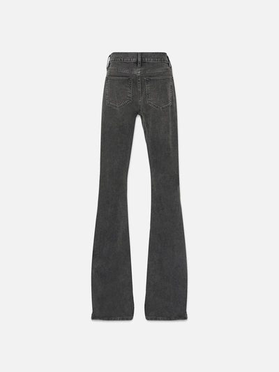 Shop Frame Le High Flare Side Slit Jeans Obsidian Clean Denim In Gray