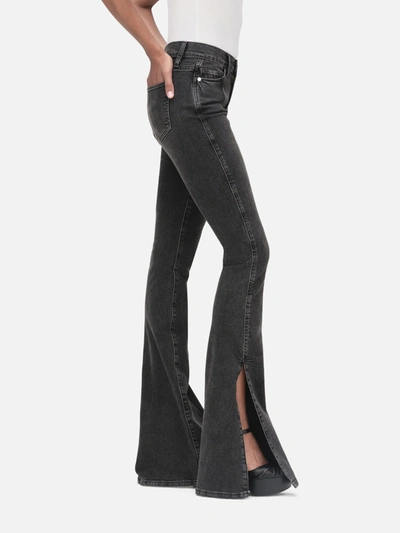 Shop Frame Le High Flare Side Slit Jeans Obsidian Clean Denim In Gray
