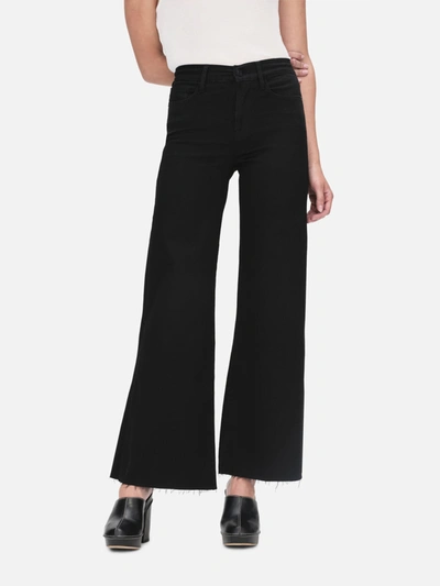 Shop Frame Le Palazzo Crop Raw After Wide Leg Jeans In Black