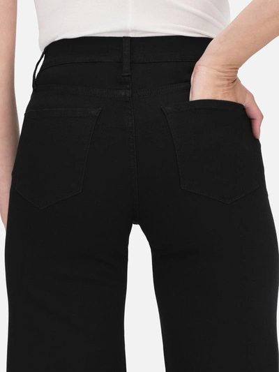 Shop Frame Le Palazzo Crop Raw After Wide Leg Jeans In Black