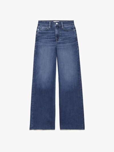 Shop Frame Le Slim Palazzo Raw After Jeans In Blue