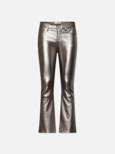 Shop Frame Le Crop Mini Boot Leather Pants In Gray
