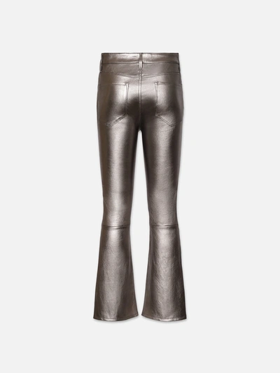 Shop Frame Le Crop Mini Boot Leather Pants In Gray