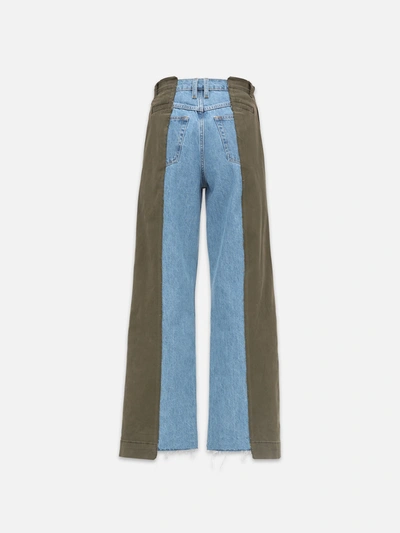Shop Frame Le Mix Chino Washed Fatigue Denim In Green
