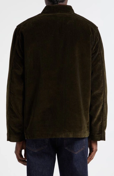 Shop Drake's Artist Corduroy Chore Jacket In Dark Olive