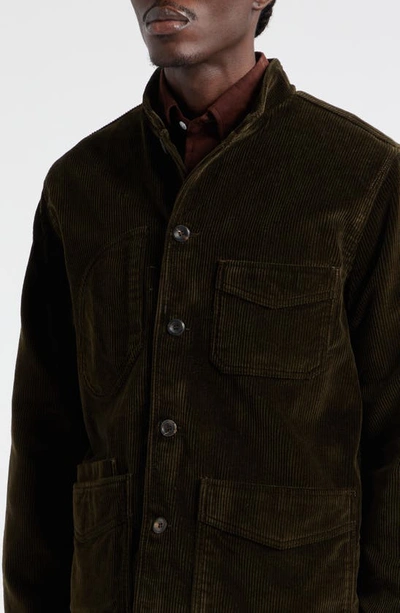 Shop Drake's Artist Corduroy Chore Jacket In Dark Olive