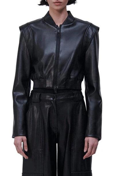 Shop Simkhai Doreen Luxe Faux Leather Jacket In Black