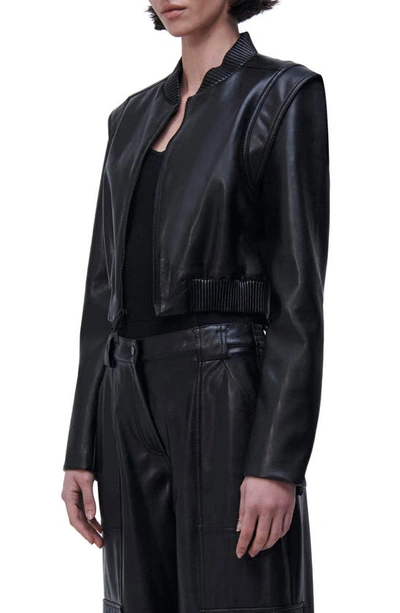 Shop Simkhai Doreen Luxe Faux Leather Jacket In Black