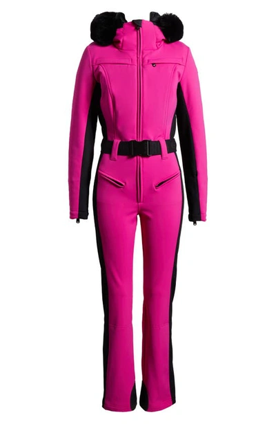 Shop Goldbergh Parry Waterproof Snowsuit With Faux Fur Trim In Passion Pink
