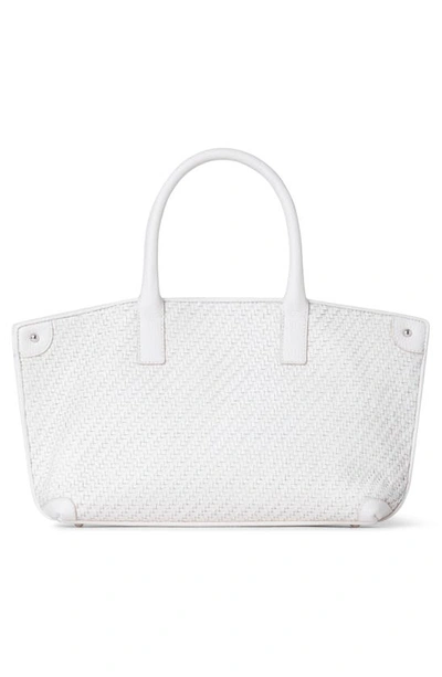 Shop Akris Small Ai Woven Leather Convertible Tote In Ecru