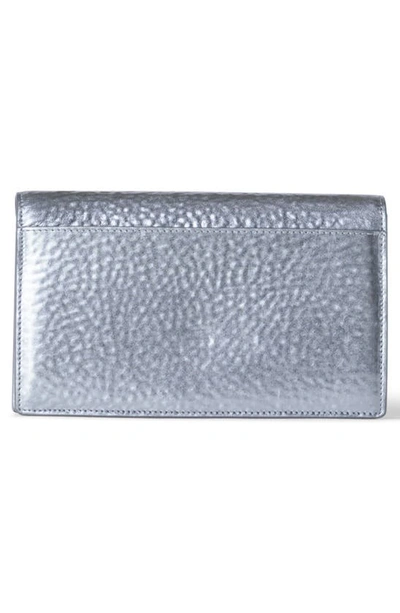 Shop Akris Anouk Metallic Leather Envelope Wallet On A Chain In 801 Inox