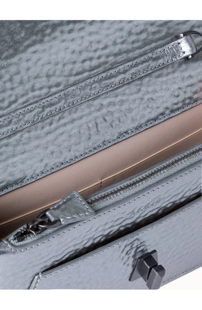 Shop Akris Anouk Metallic Leather Envelope Wallet On A Chain In 801 Inox
