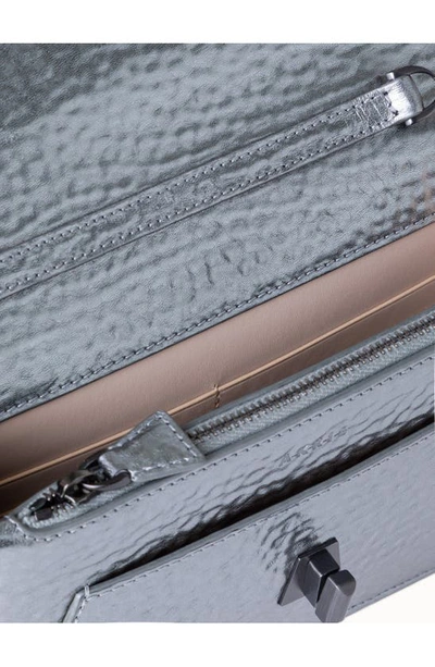 Akris Anouk Metallic Leather Envelope Wallet On A Chain In 801 Inox
