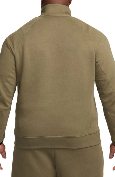 Shop Nike Tech Fleece Half Zip Pullover In Medium Olive/ Black
