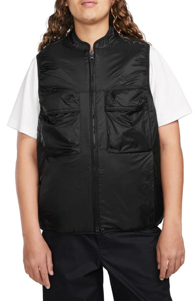 Shop Nike Tech Fleece Water Repellent Utility Vest In Black/ Black