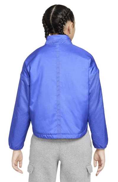 Shop Nike Kids' Sportswear Water Repellent Ripstop Jacket In Blue Joy/ Sea Glass