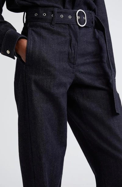 Shop Jil Sander Relaxed Fit Belted Rigid Jeans In Deft Blue