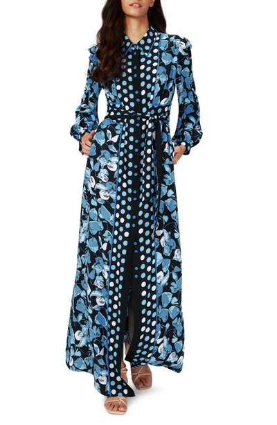 Shop Diane Von Furstenberg Joshua Floral Long Sleeve Shirtdress In P Petals/ M Dot Star Sapp