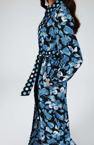 Shop Diane Von Furstenberg Joshua Floral Long Sleeve Shirtdress In P Petals/ M Dot Star Sapp