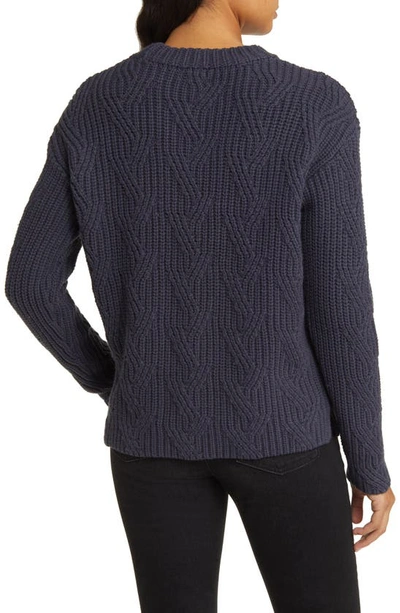 Shop Caslon Rib Cable Mock Neck Sweater In Navy Charcoal