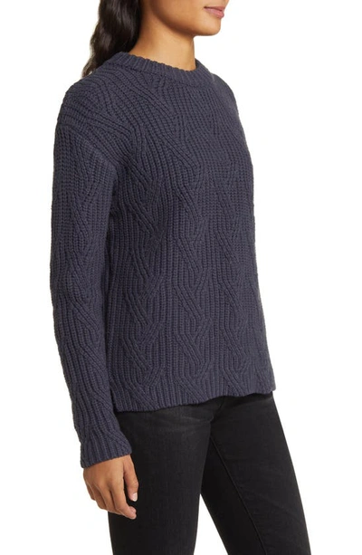 Shop Caslon Rib Cable Mock Neck Sweater In Navy Charcoal