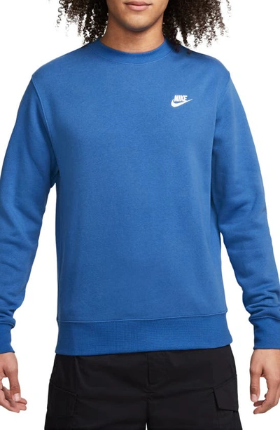 Shop Nike Club Crewneck Sweatshirt In Game Royal/ White
