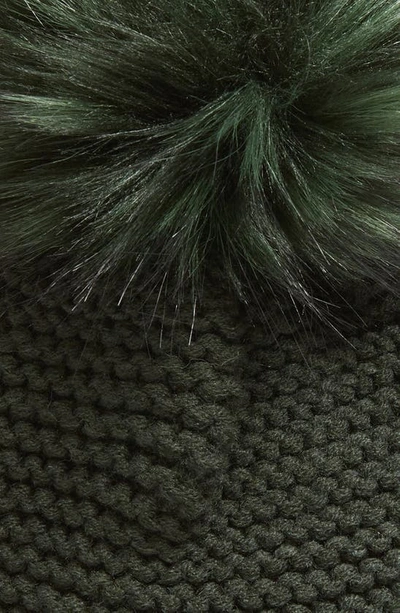 Shop Kyi Kyi Wool Blend Beanie With Faux Fur Pompom In Olive