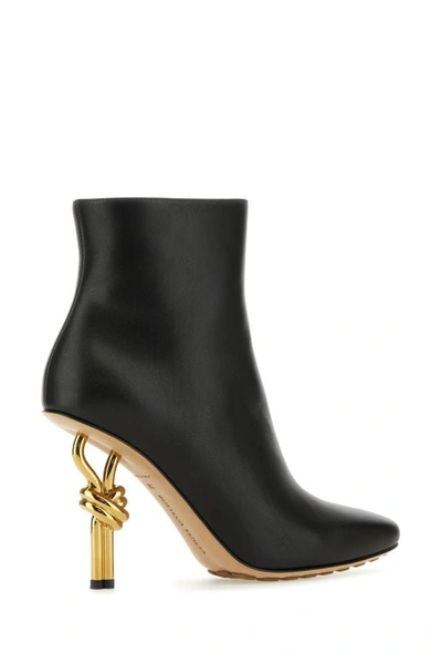 Shop Bottega Veneta Women Black Leather Knot Ankle Boots
