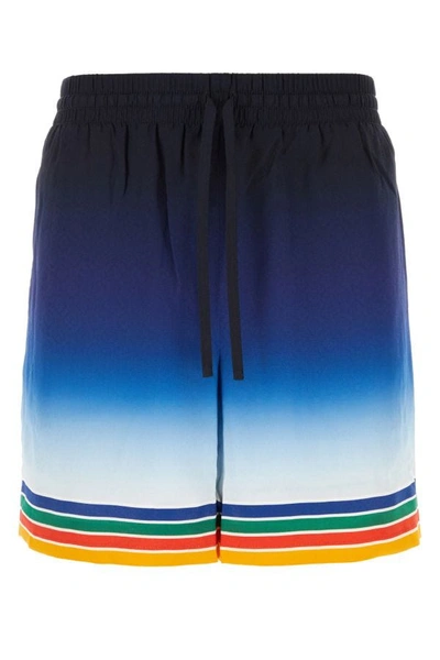 Shop Casablanca Man Printed Silk Swimming Shorts In Multicolor