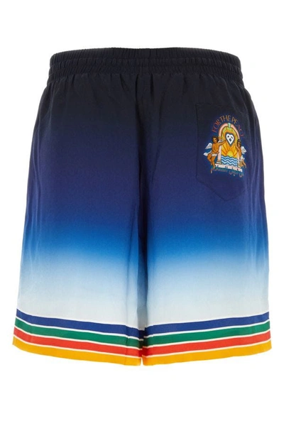 Shop Casablanca Man Printed Silk Swimming Shorts In Multicolor