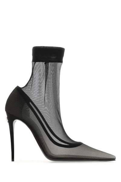 Shop Dolce & Gabbana Woman Black Tulle Ankle Boots