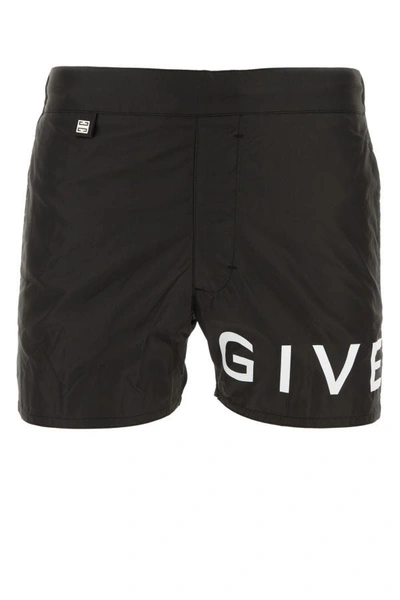 Shop Givenchy Man Black Polyester Swimming Shorts In Multicolor