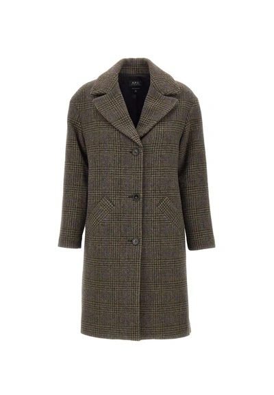 Shop Apc A.p.c. "manteau Ninon"coat In Multicolor - Brown