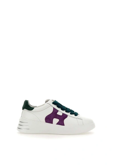 Shop Hogan "rebel"  Leather Sneakers In White