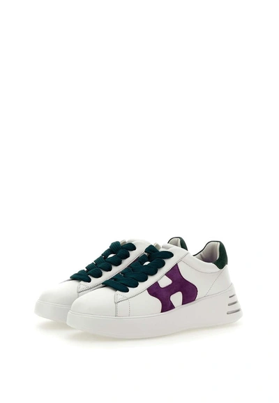 Shop Hogan "rebel"  Leather Sneakers In White