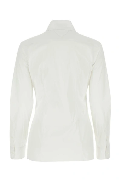 Shop Prada Woman White Stretch Poplin Shirt