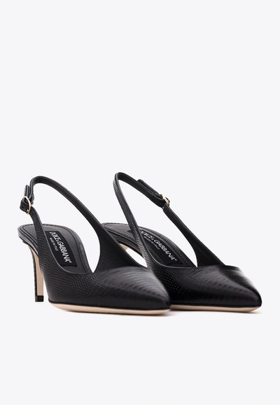 Dolce & Gabbana Cardinale 60 Slingback Pumps In Iguana Print Leather In Black